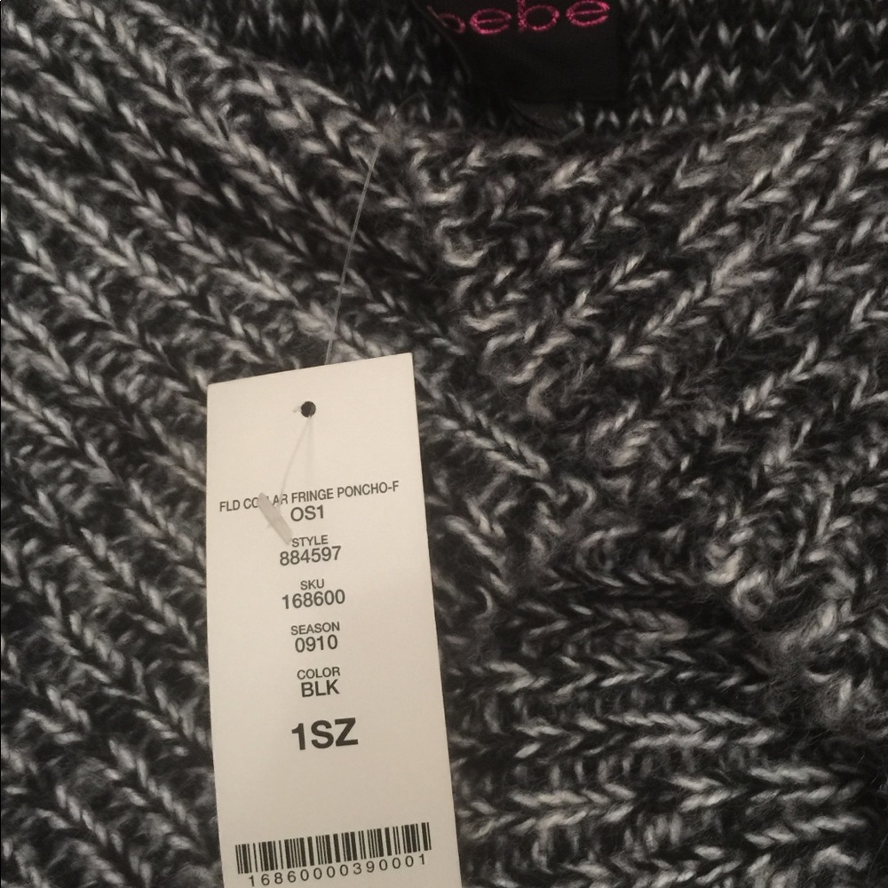2B Bebe Fld Collar Fringe Poncho - Picture 5 of 5